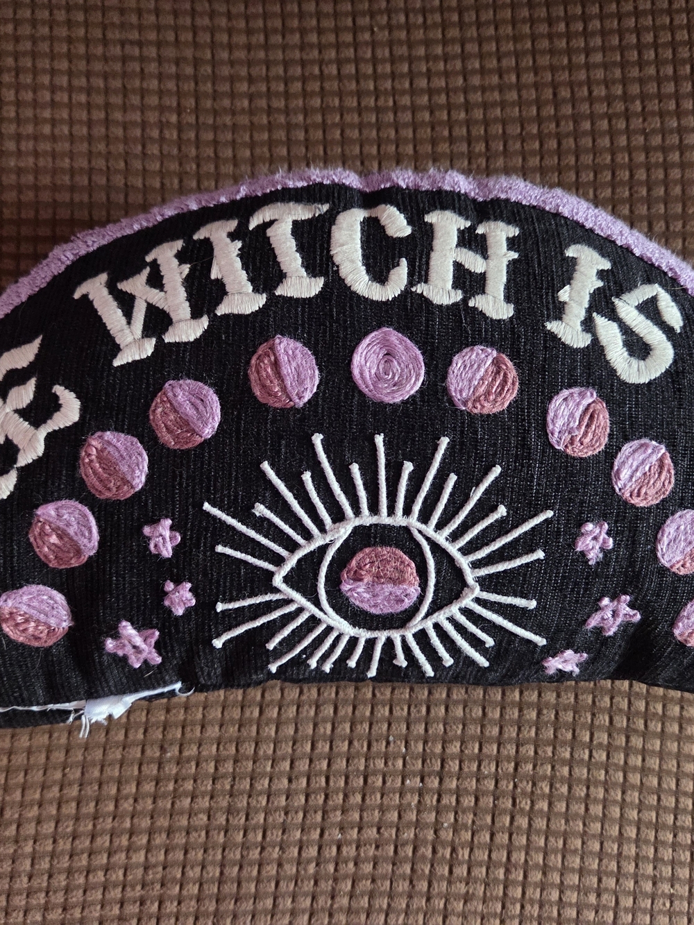 Witchy Embroidered Decorative Throw Pillow